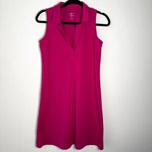 Lou & Grey Sleeveless Polo Dress Activewear Fuchsia Magenta XS Tennis